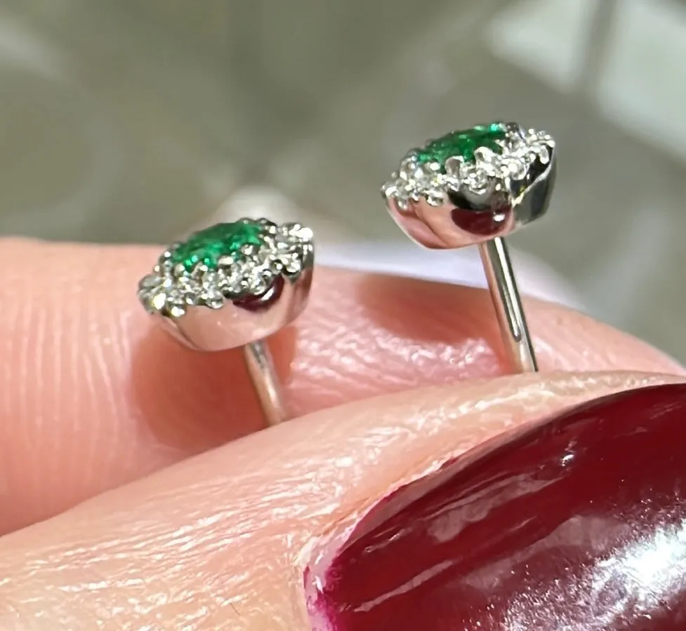 0.18carat Green Emerald Diamond Stud Earrings