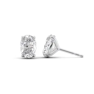 1 CTW Stud Earrings Set With Oval Lab Diamonds