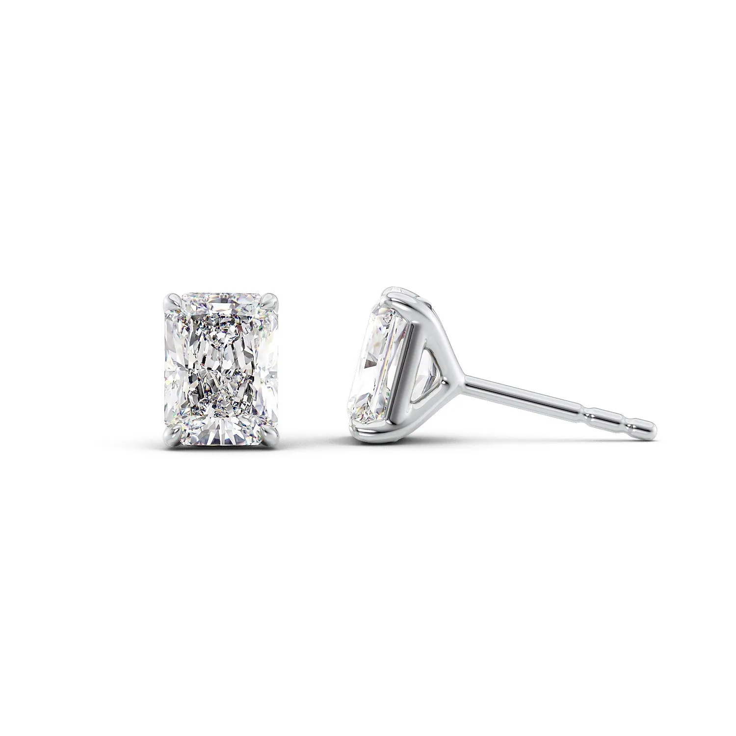 1 CTW Stud Earrings Set With Radiant Lab Diamonds