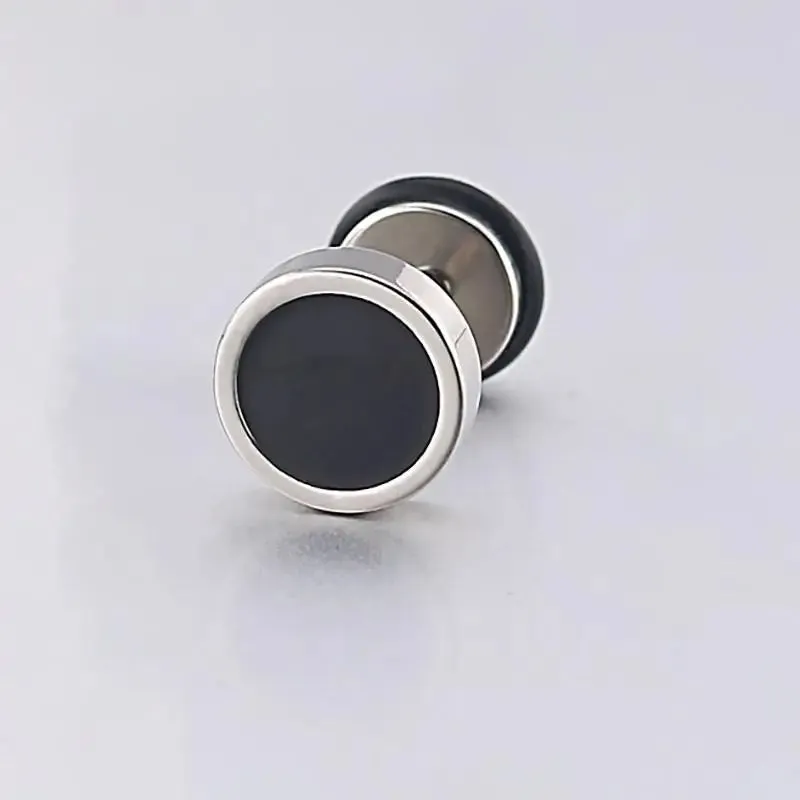 1 Piecs High Grade Round Shape Vintage Stud Earrings for Men Women Unisex Trendy Titanium steel Party  Ear Jewelry Gift