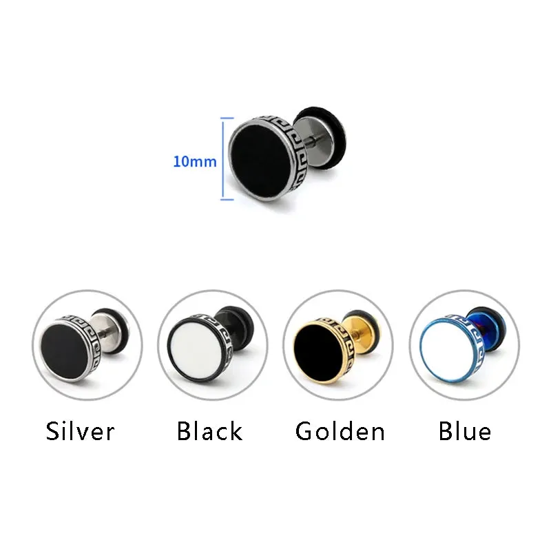 1 Piecs High Grade Round Shape Vintage Stud Earrings for Men Women Unisex Trendy Titanium steel Party  Ear Jewelry Gift