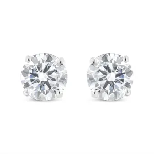 10K White Gold 1.00 Cttw Round Brilliant-Cut Diamond Classic 4-Prong Stud Earrings with Screw Backs