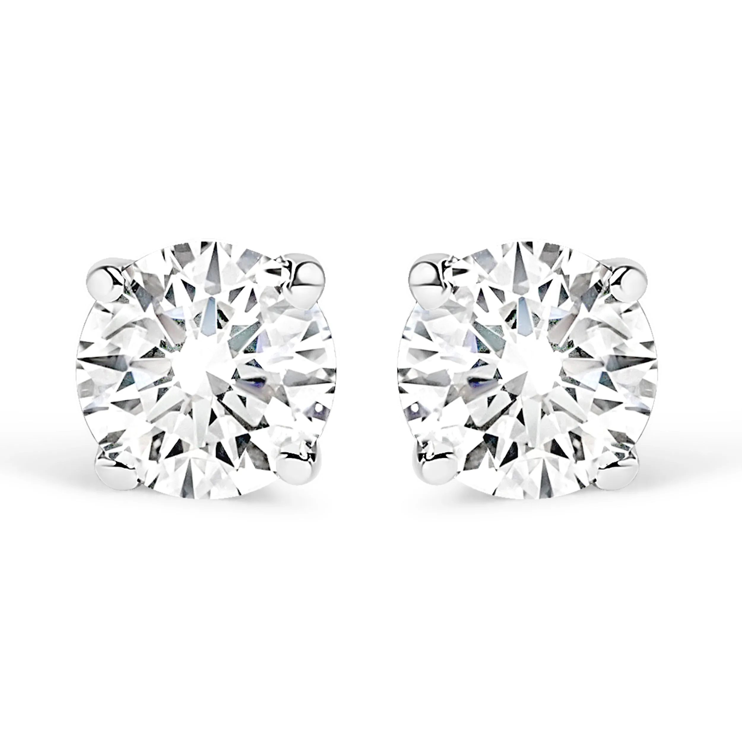 10K White Gold 1/10 Cttw Round Brilliant-Cut Near Colorless Diamond Classic 4-Prong Stud Earrings