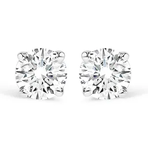 10K White Gold 1/10 Cttw Round Brilliant-Cut Near Colorless Diamond Classic 4-Prong Stud Earrings