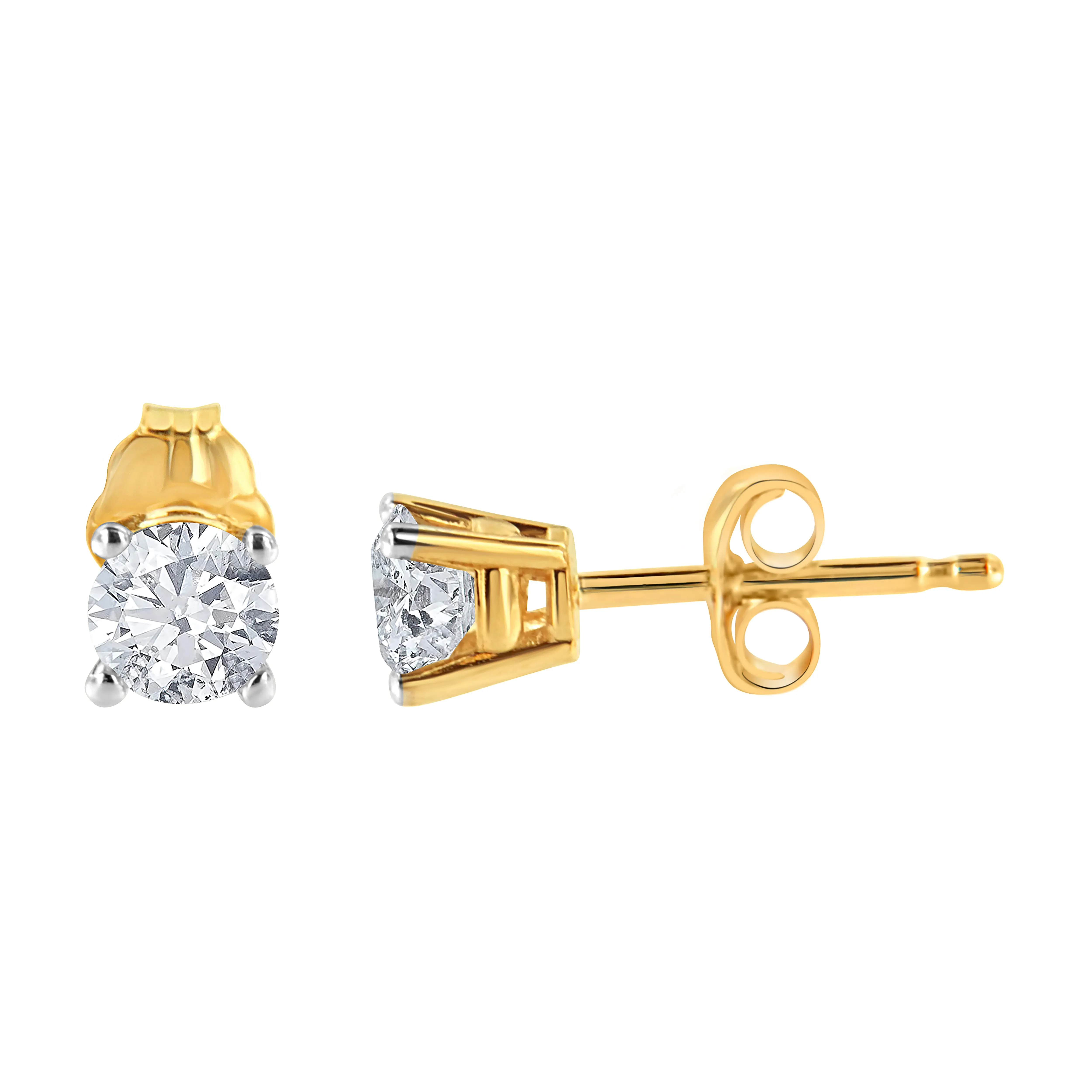 10K Yellow Gold 5/8 Cttw Round Brilliant-Cut Near Colorless Diamond Classic 4-Prong Stud Earrings