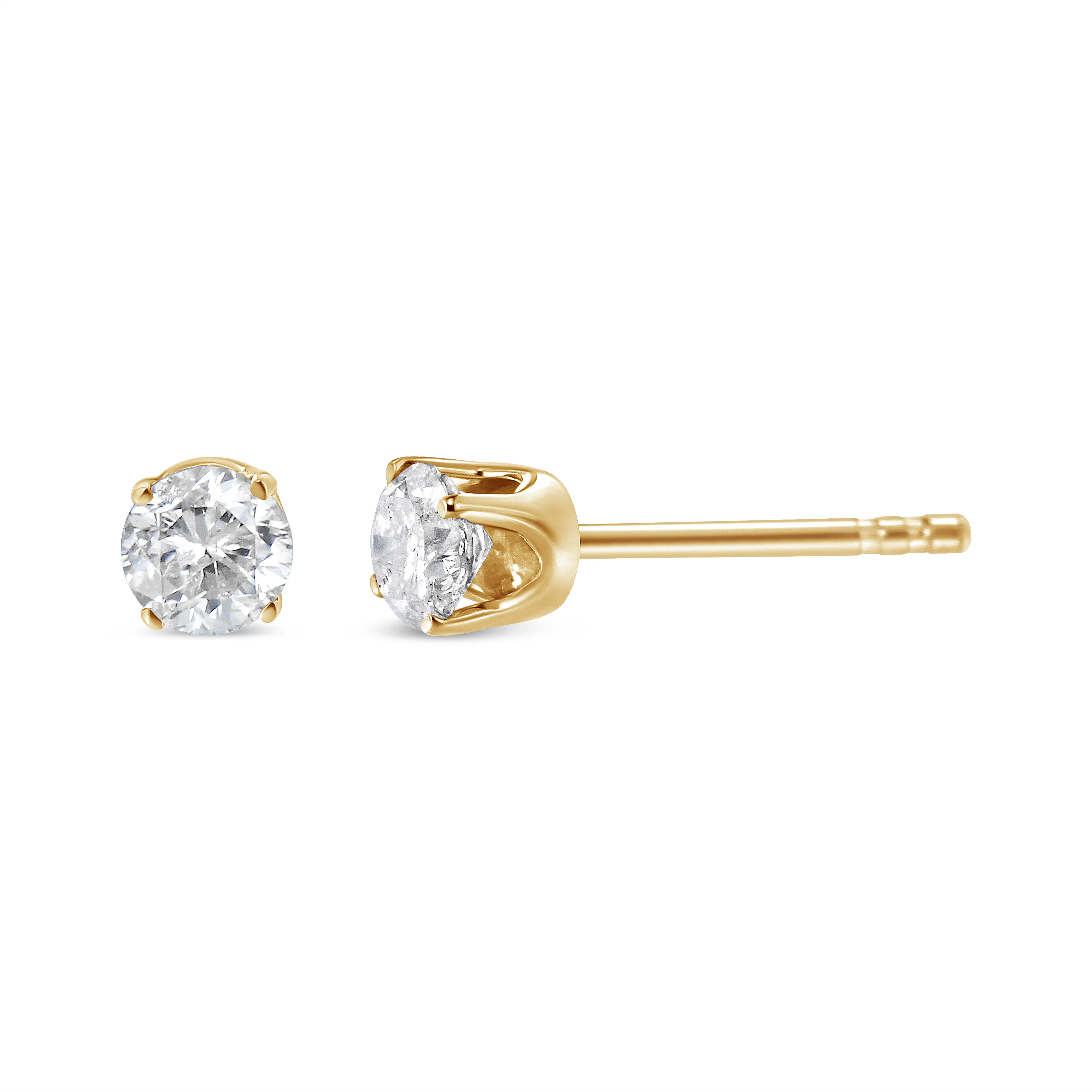 10K Yellow Gold 5/8 Cttw Round Brilliant-Cut Near Colorless Diamond Classic 4-Prong Stud Earrings