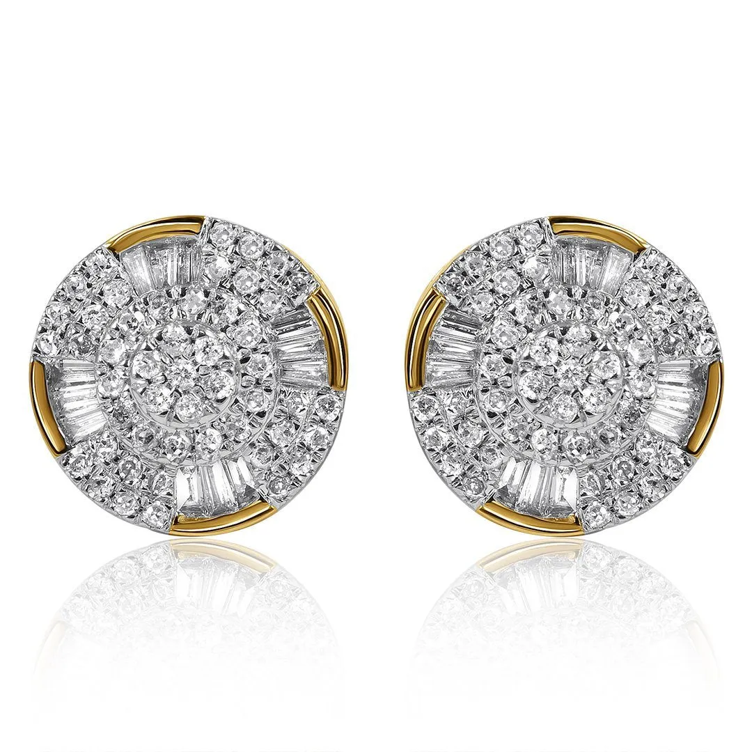 10k Yellow Gold Cluster Diamond Earrings 0.54 Ctw