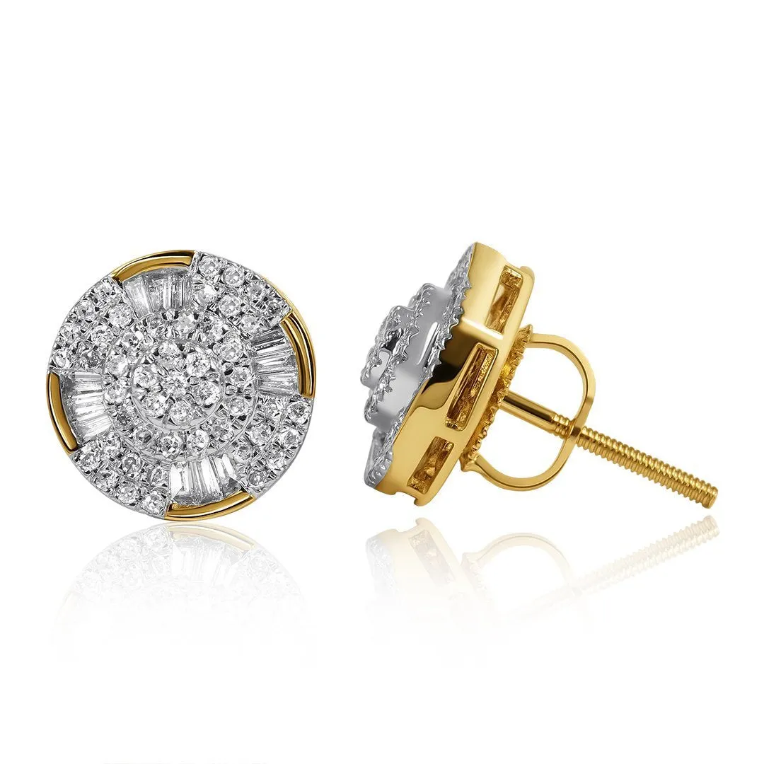 10k Yellow Gold Cluster Diamond Earrings 0.54 Ctw