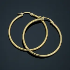 10k Yellow Gold Polished Hoop Earrings (2x30 mm)