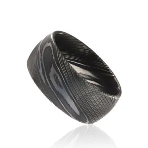 10mm Wide Damascus Steel Wedding Band Custom Mens Rings