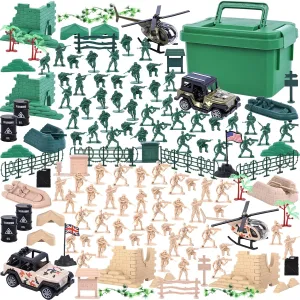 117Pcs Army Men Playset, Military Soldier Set With Box Helicopter Army Acti