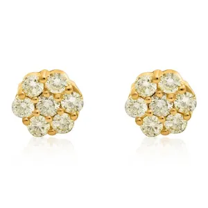 14k Gold Diamond Flower Set Earrings 3.8 Ctw