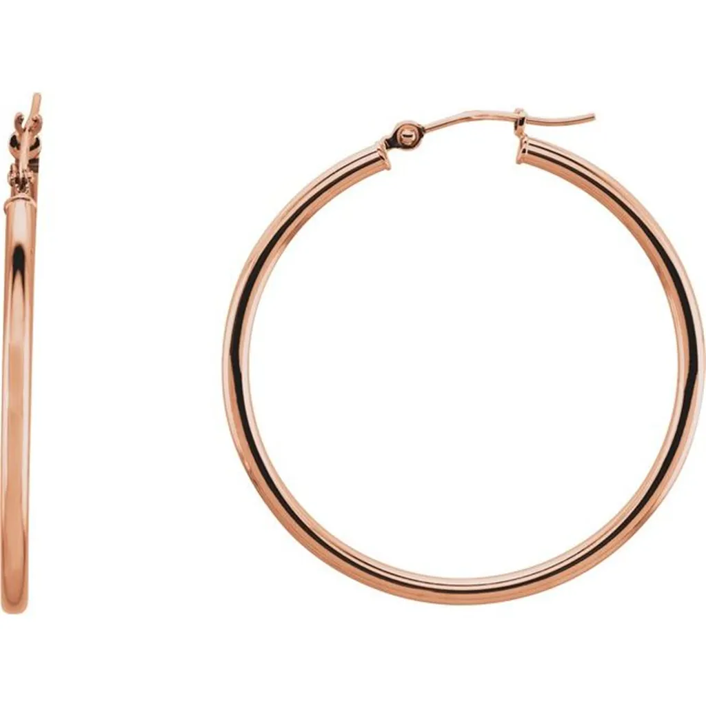 14K Rosé Gold 34mm Hoop Earrings