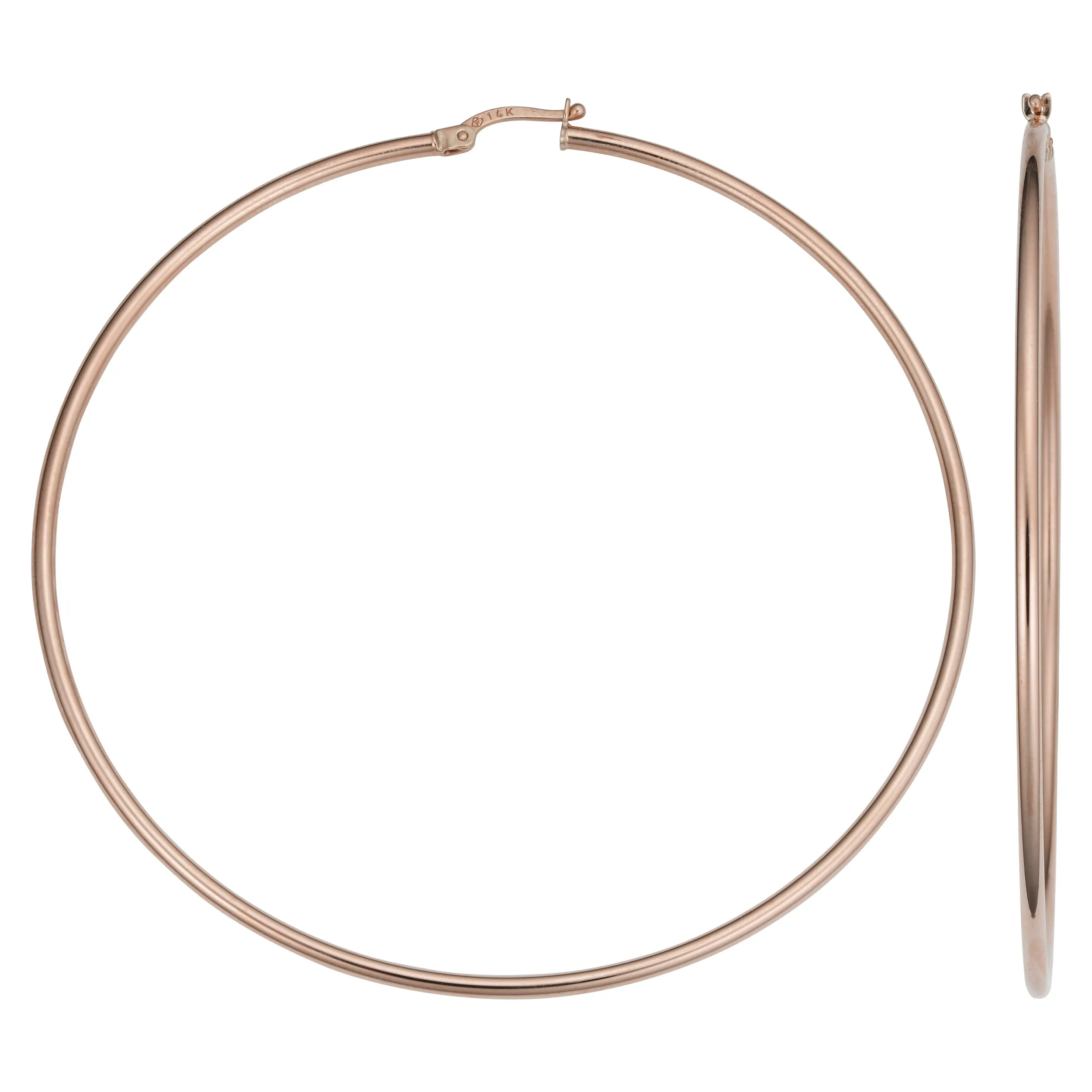 14k Rose Gold Large Hoop Earrings (2x70mm)