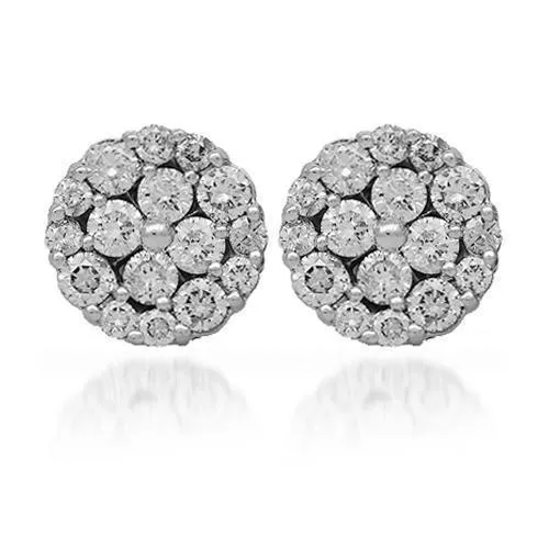 14K Solid White Gold Diamond Stud Earrings 2.85 Ctw