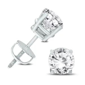 14K White Gold 2 Carat Tw Ags Certified Diamond Solitaire Earrings