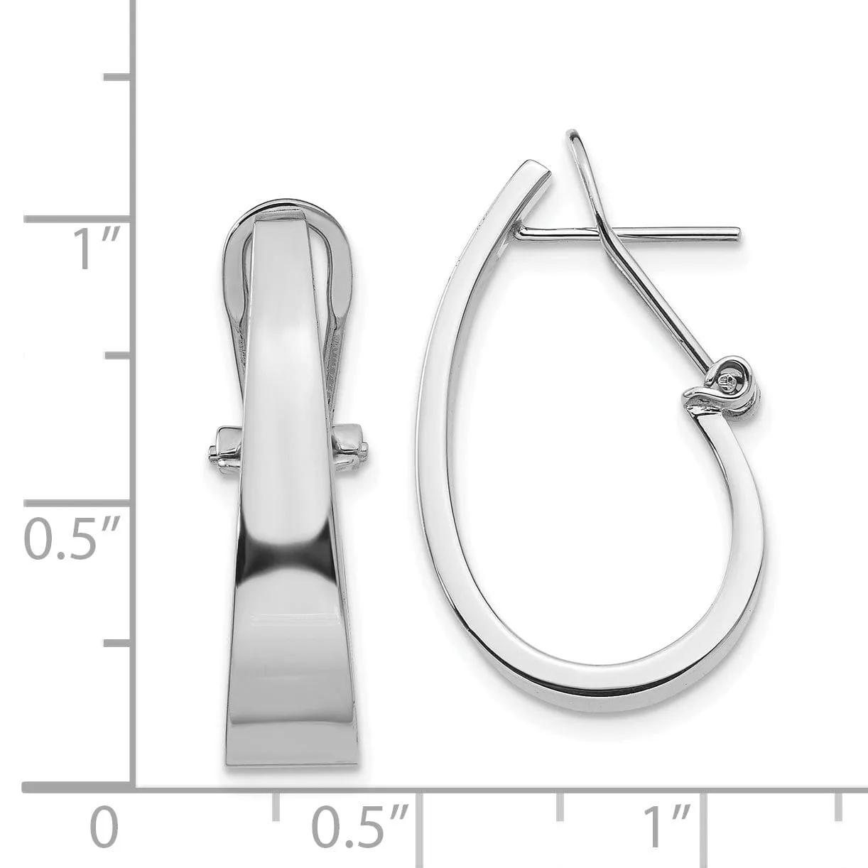 14k White Gold Polished Tapered J-Hoop Earring