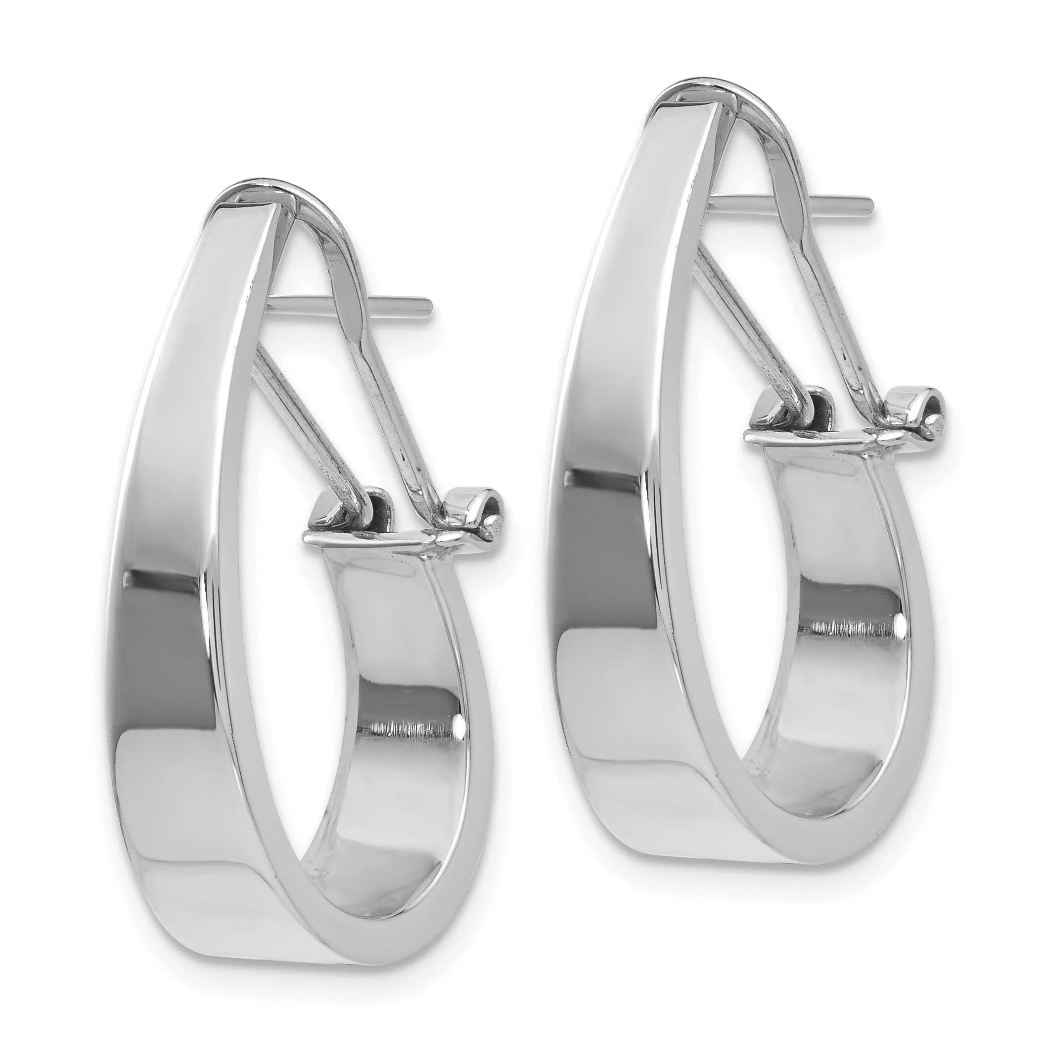 14k White Gold Polished Tapered J-Hoop Earring