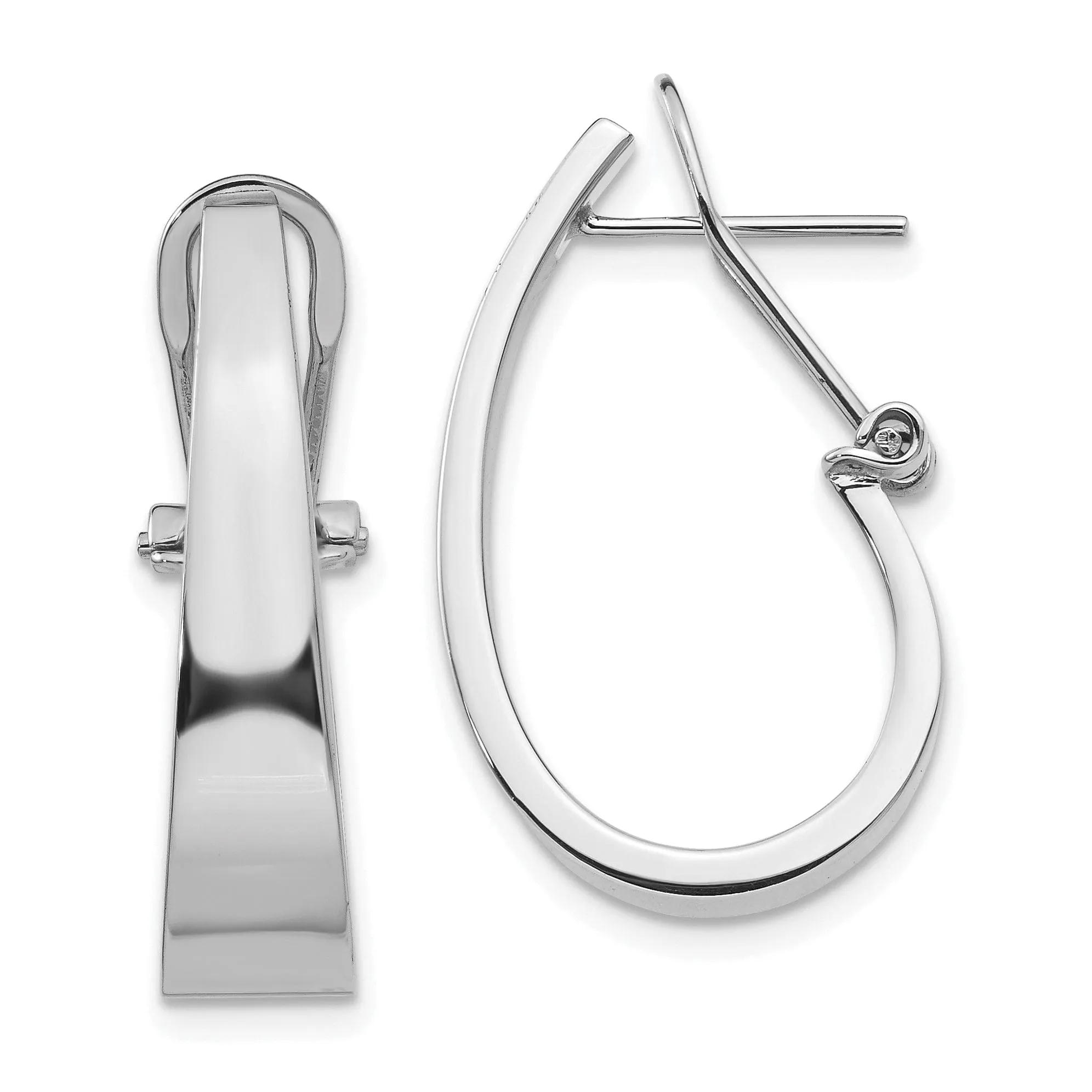 14k White Gold Polished Tapered J-Hoop Earring