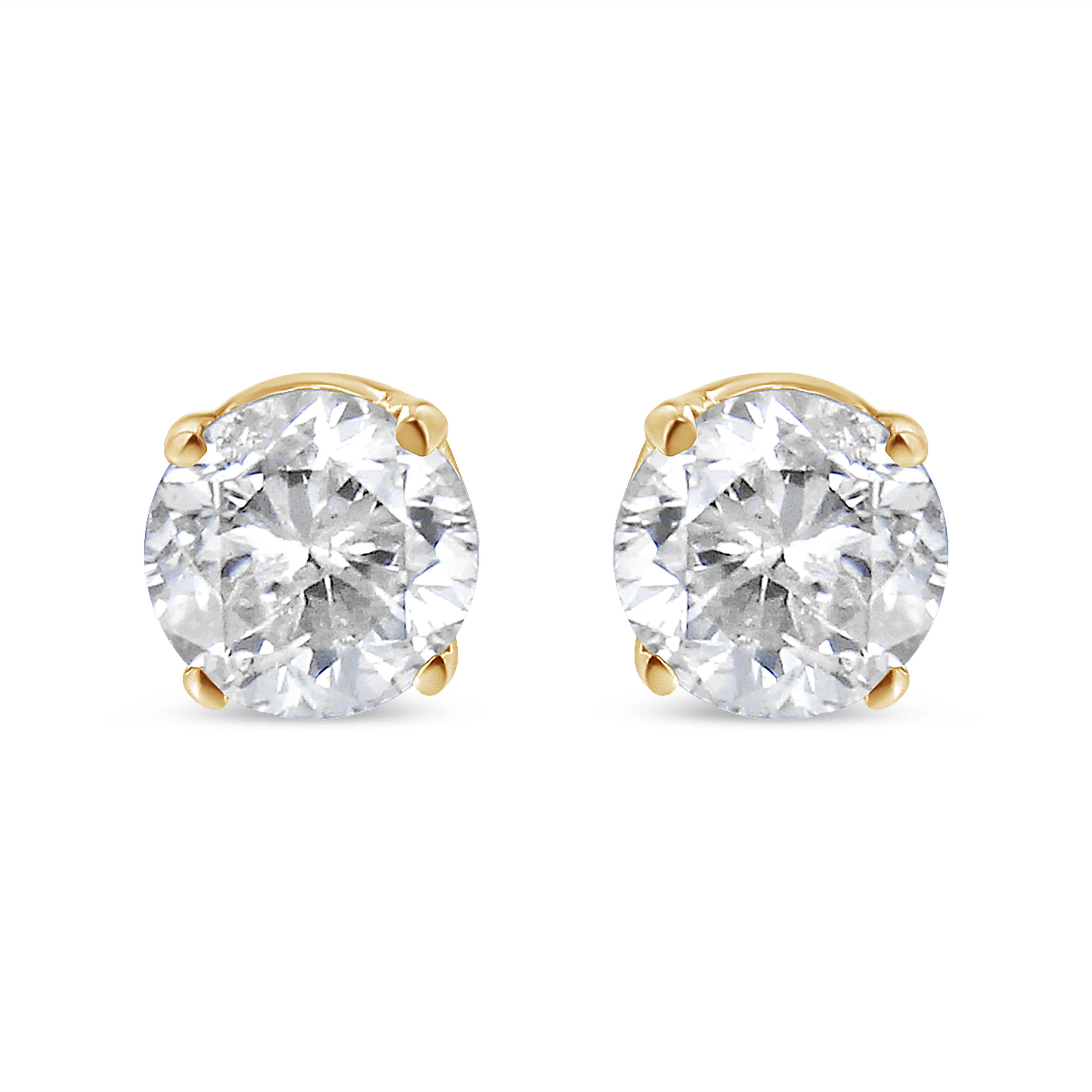 14K Yellow Gold 1/6 Cttw Round Brilliant-Cut Near Colorless Diamond Classic 4-Prong Stud Earrings