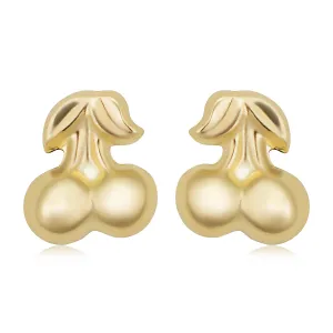 14k Yellow Gold Cherry Stud Earrings With Scew Backs