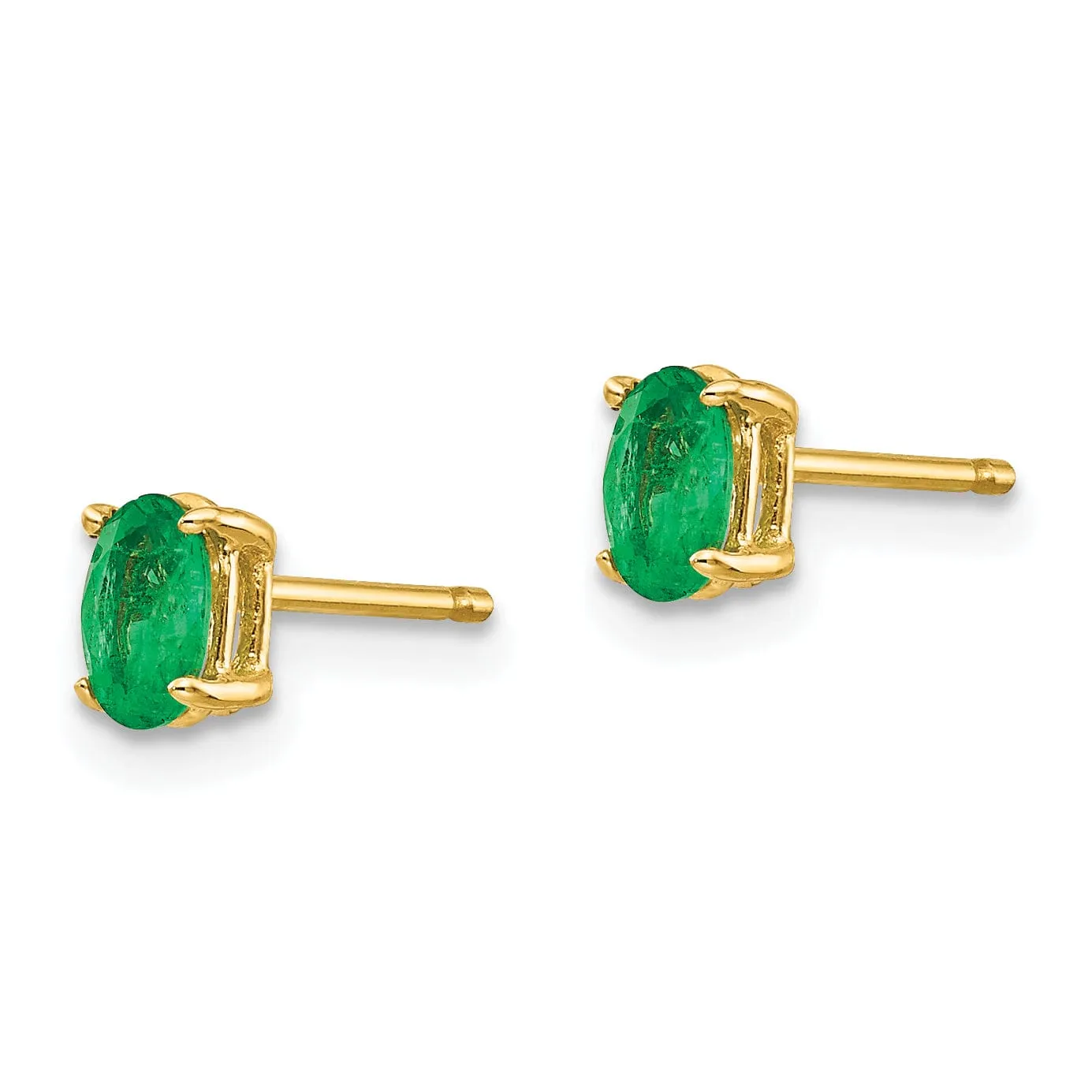 14k Yellow Gold Emerald Earrings