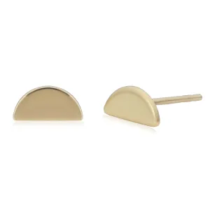 14k Yellow Gold Half Moon Half Circle Stud Earrings