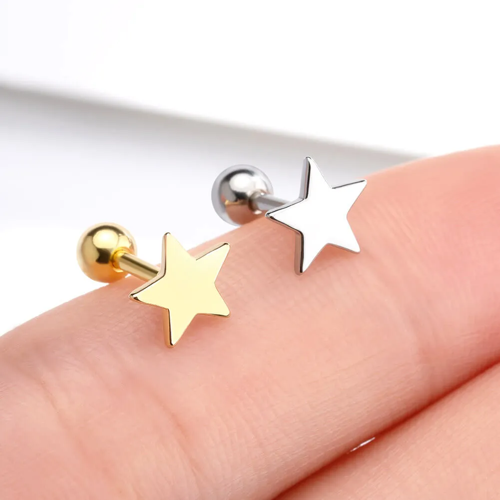 16G Flat Star Shape Cartilage Earring