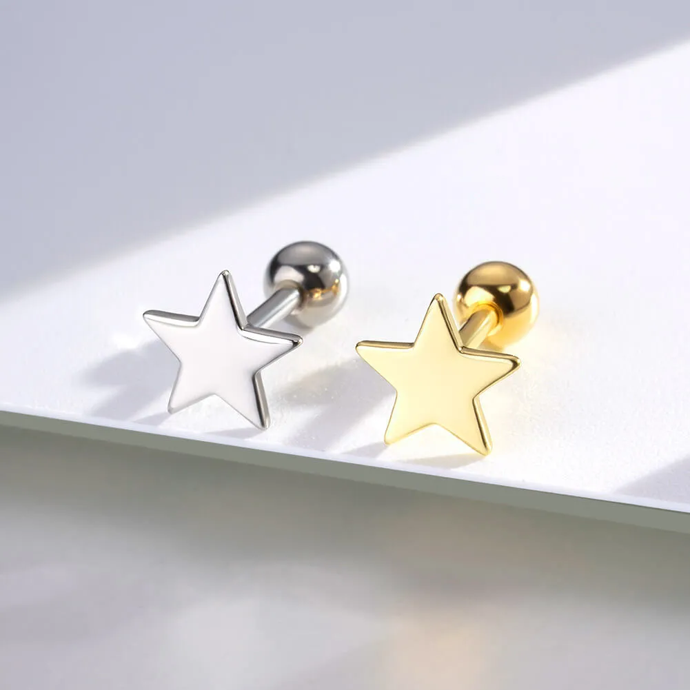 16G Flat Star Shape Cartilage Earring