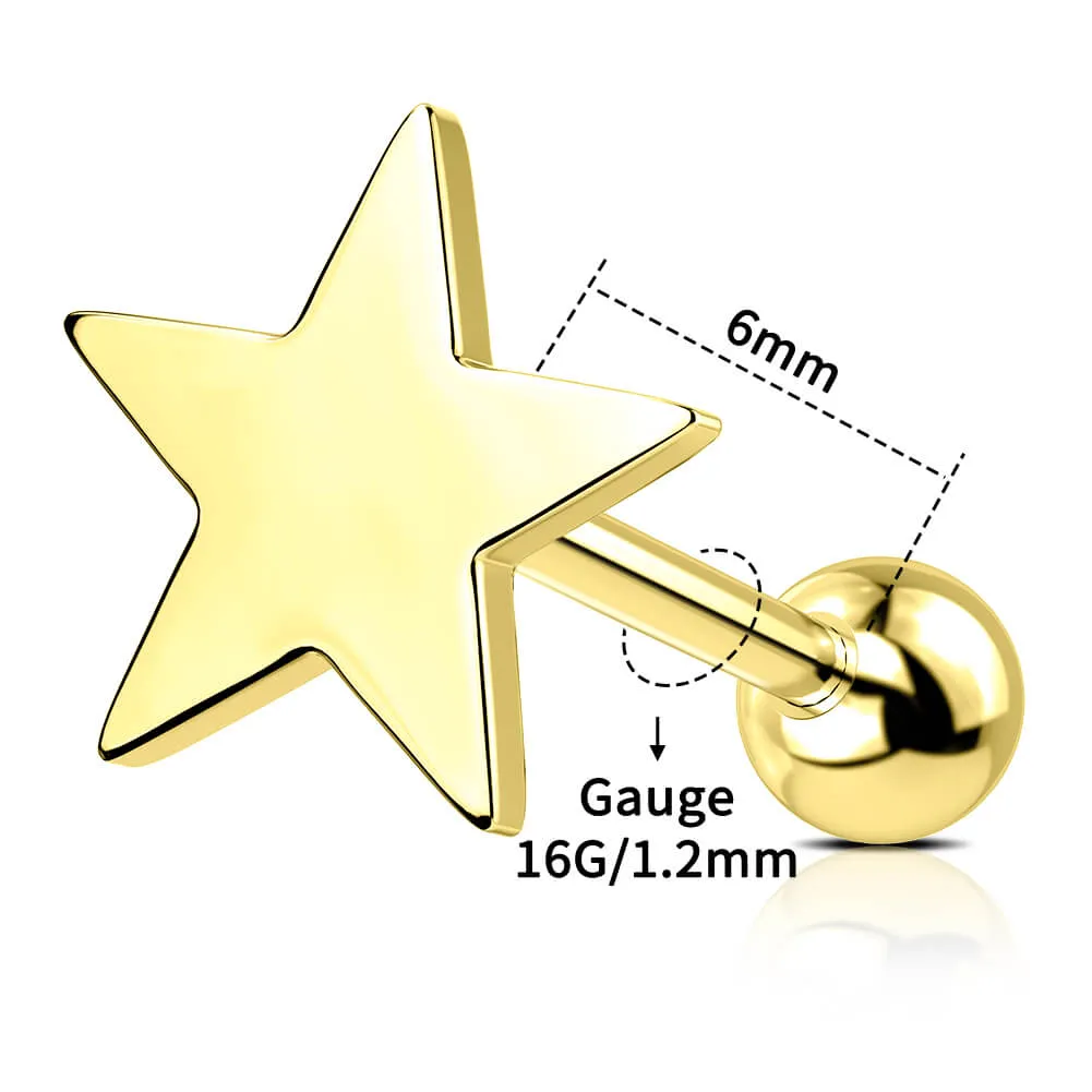 16G Flat Star Shape Cartilage Earring