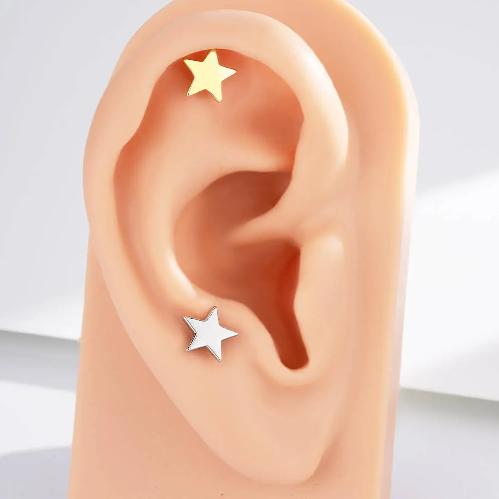 16G Flat Star Shape Cartilage Earring