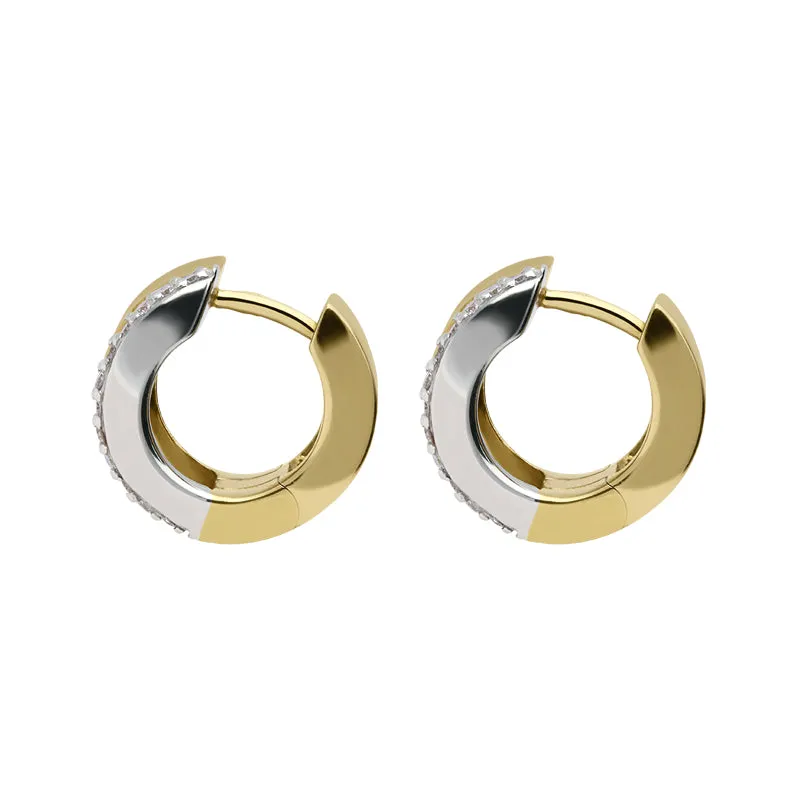 18ct White and Yellow Gold 0.24ct Diamond Hoop Earrings