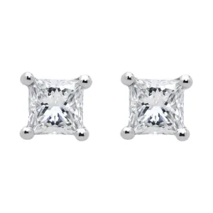 18ct White Gold 0.30ct Diamond Solitaire Princess Cut Stud Earrings