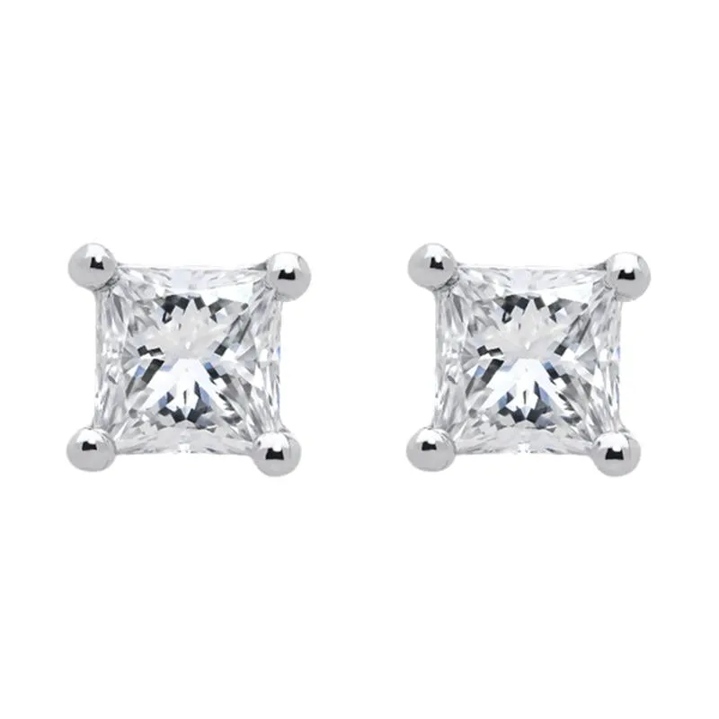 18ct White Gold 0.30ct Diamond Solitaire Princess Cut Stud Earrings