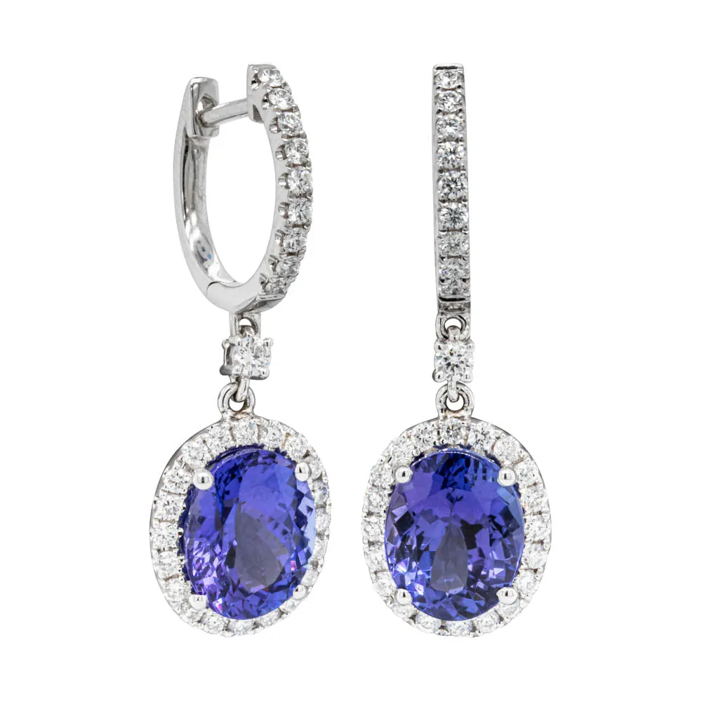 18ct White Gold Tanzanite & Diamond Earrings