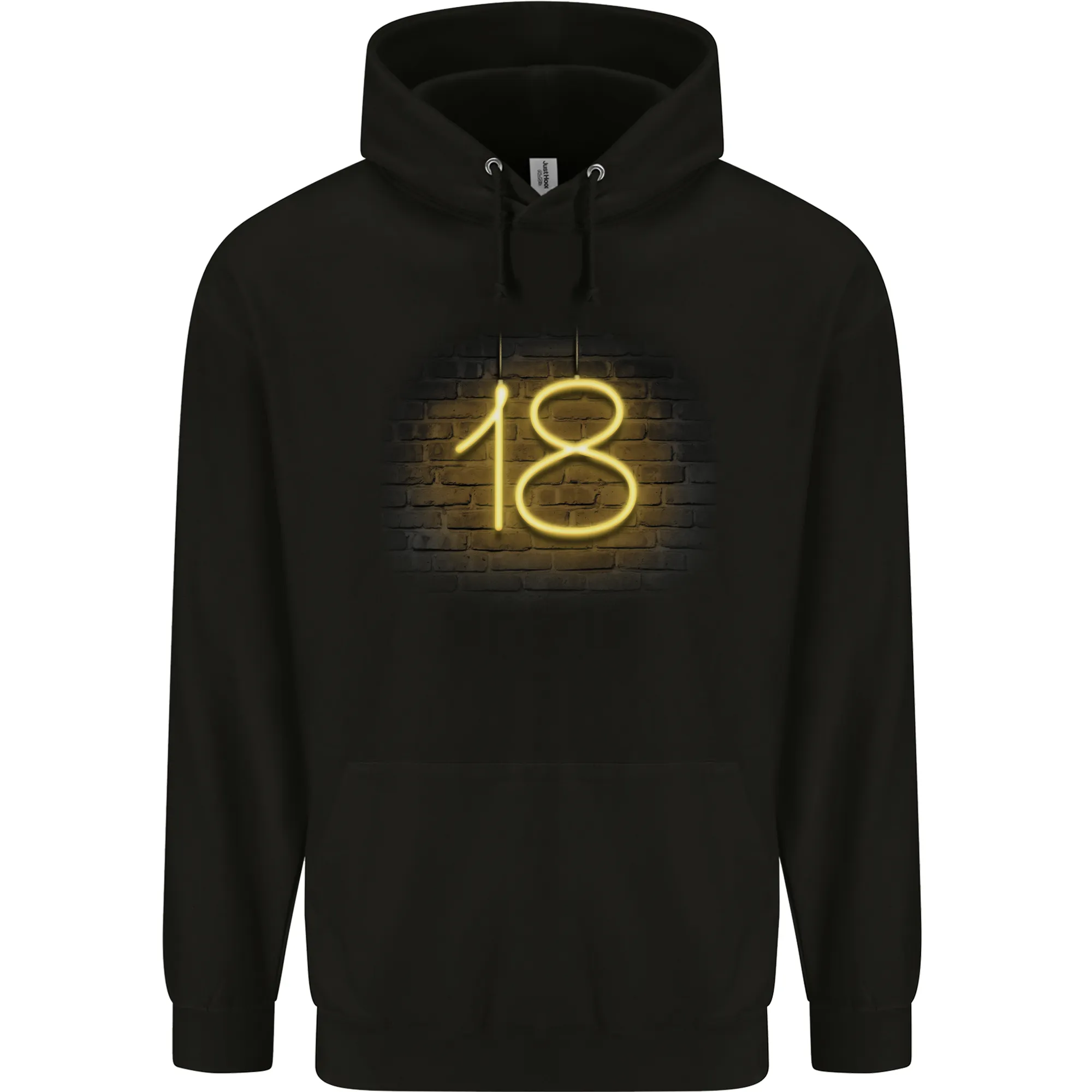 18th Birthday Neon Lights 18 Year Old Mens 80% Cotton Hoodie