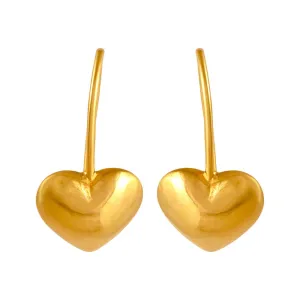 22k Gold Earrings With Heart Drop