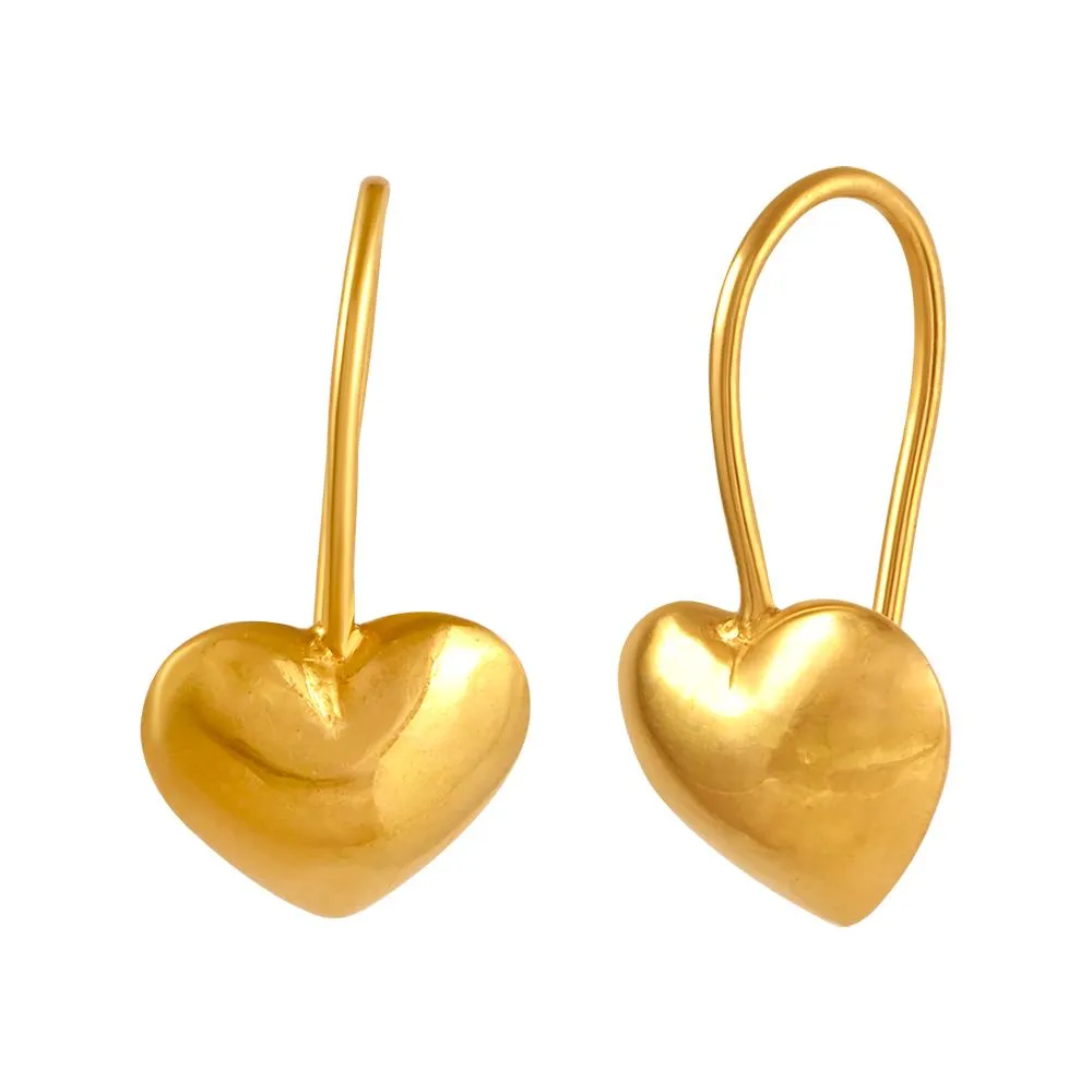 22k Gold Earrings With Heart Drop