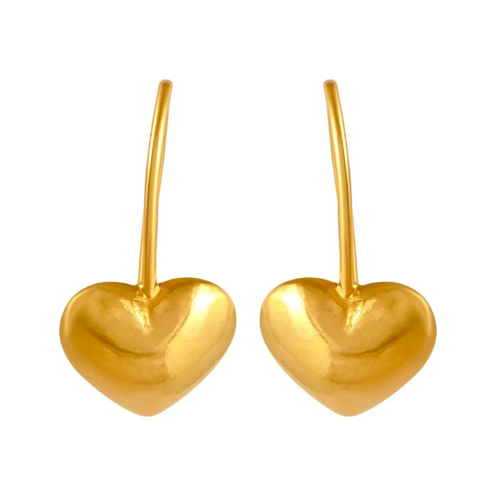 22k Gold Earrings With Heart Drop