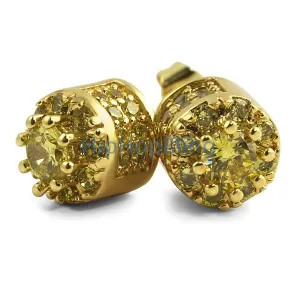 3D Cluster Lemonade CZ Bling Bling Earrings