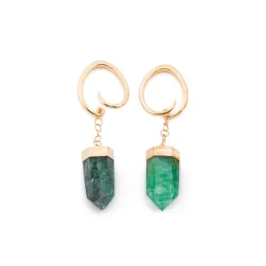 4g Emerald Stone Gold Plated Ovate Weighted Earrings — Price Per 2