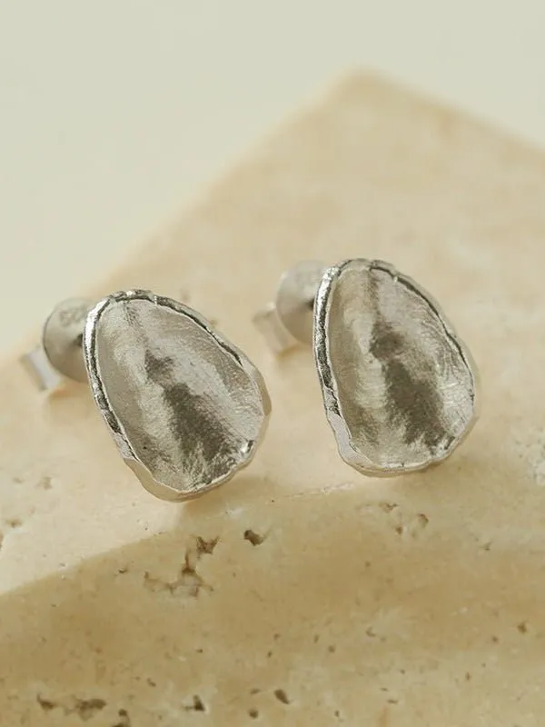 925 Sterling Silver Handmade Hammered Texture Earrings