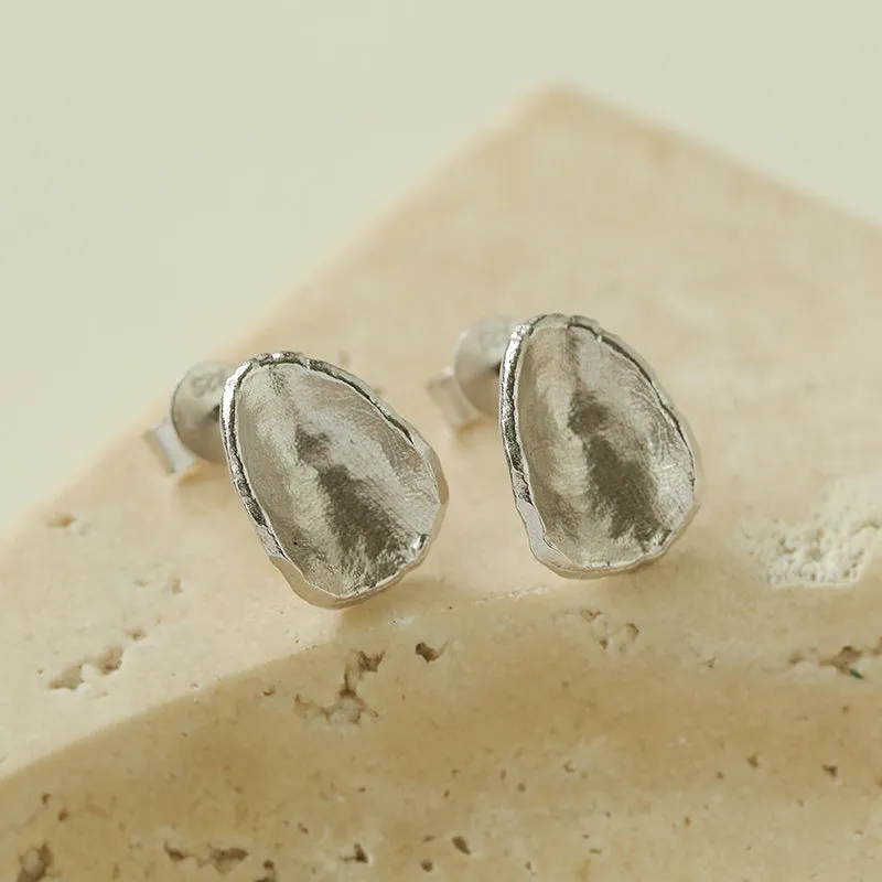 925 Sterling Silver Handmade Hammered Texture Earrings