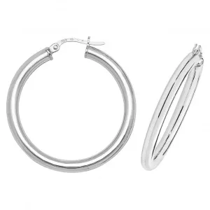 9ct White Gold 25mm Hoop Earrings ER384W