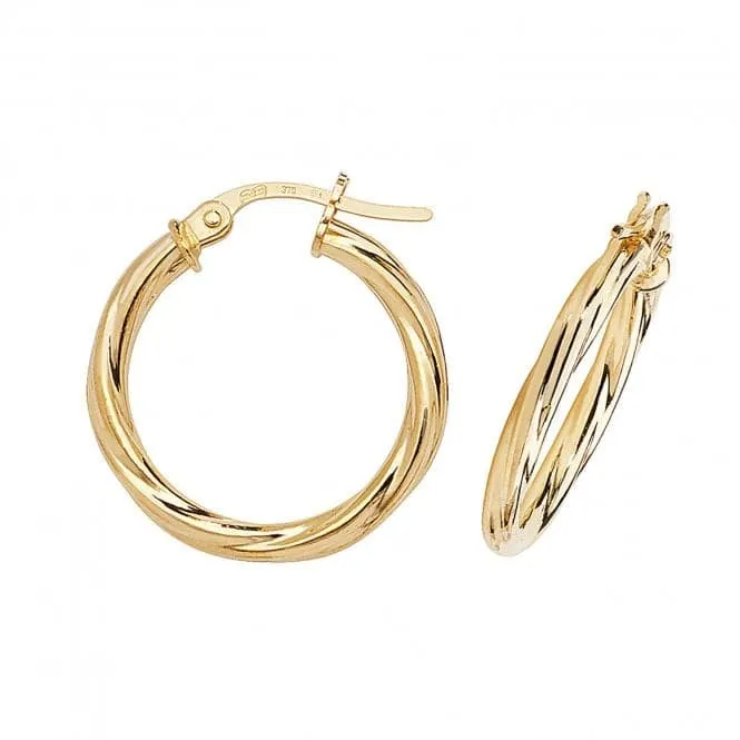 9ct Yellow Gold 15mm Hoop Earrings ER349