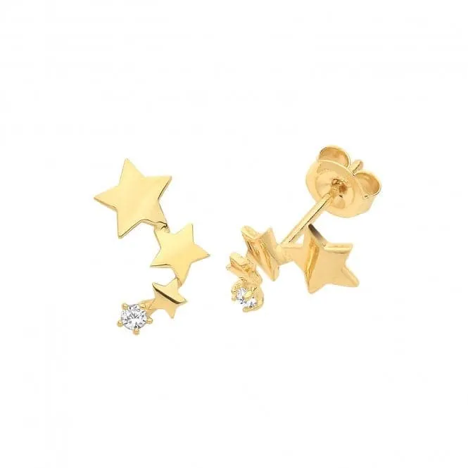 9ct Yellow Gold Constellation Earrings with Single Zirconia Stud ES1637