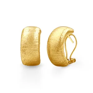 9ct Yellow Gold Silver Infused Half Curve Hoop Earrings