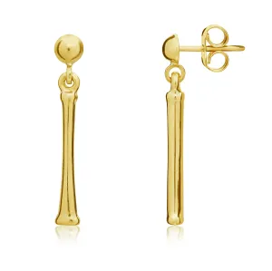 9K Yellow Gold Pillar Drop Earrings