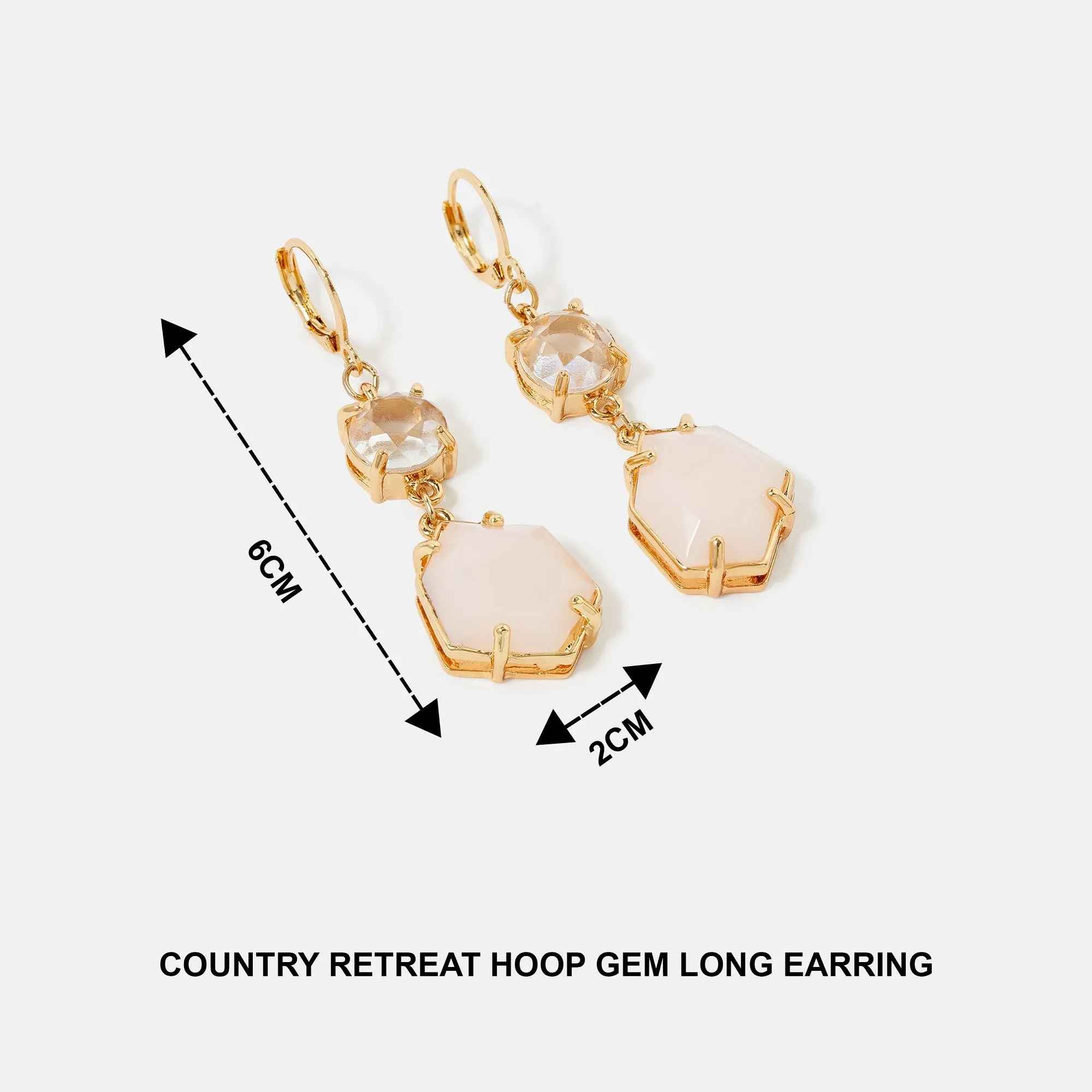 Accessorize London Women's Country Retreat Hoop Gem Long Earring