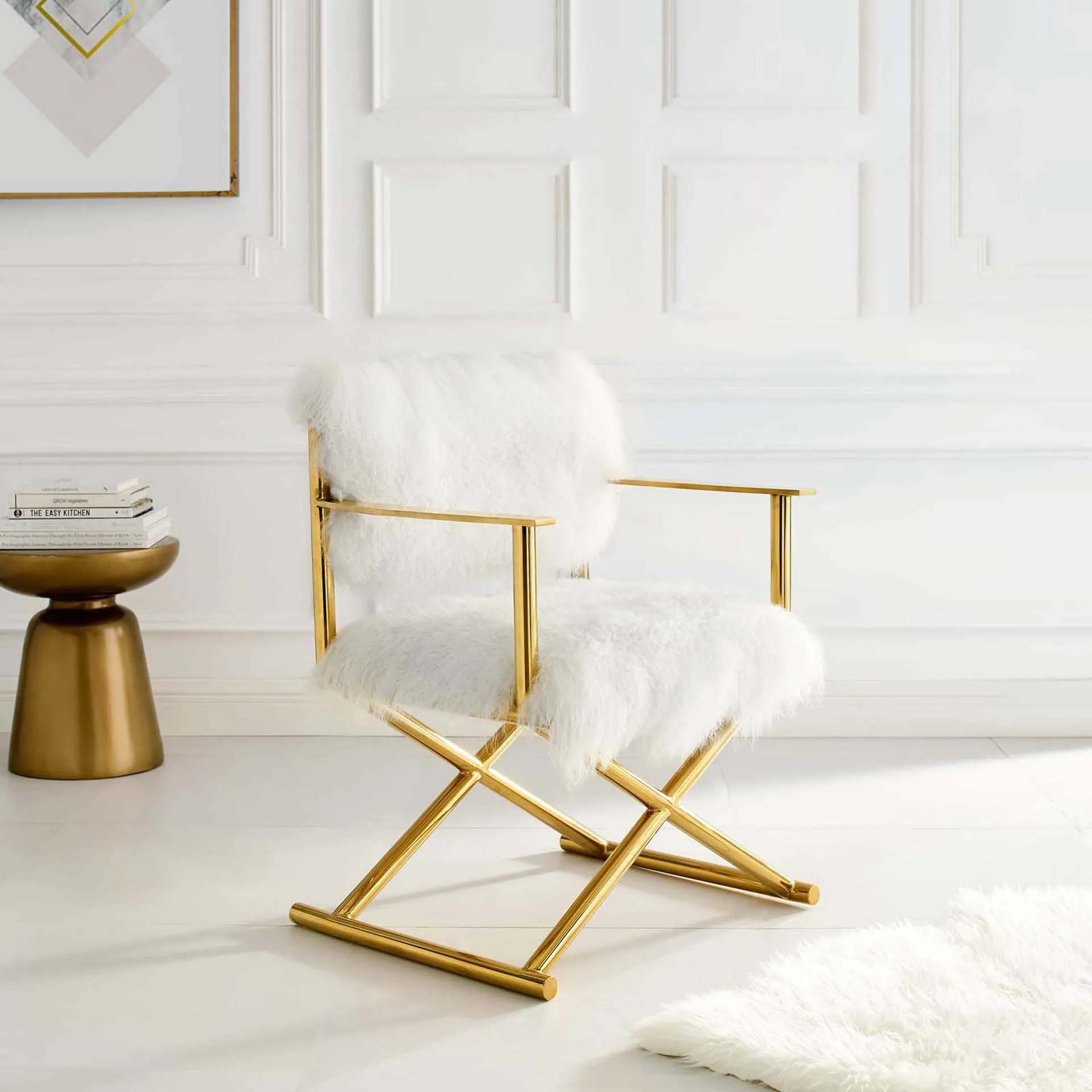 Ace Director's Chair Gold/White